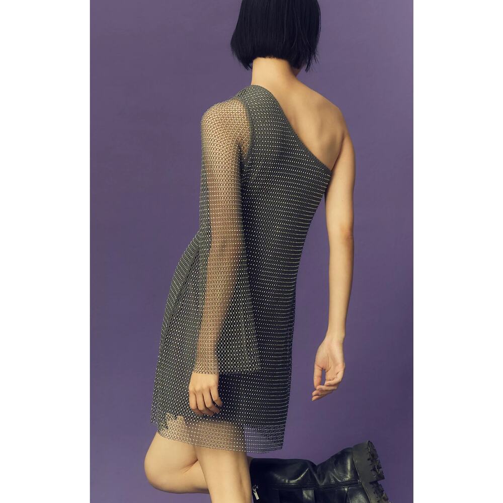 Sunday in Brooklyn One-Shoulder Mesh Shine Mini Dress - New XL - Picture 4 of 5